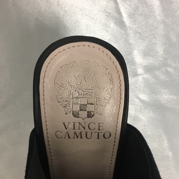 Vince Camuto Yolana Black Leather & Suede Slingback Peep Toe Sandals - Picture 5 of 8